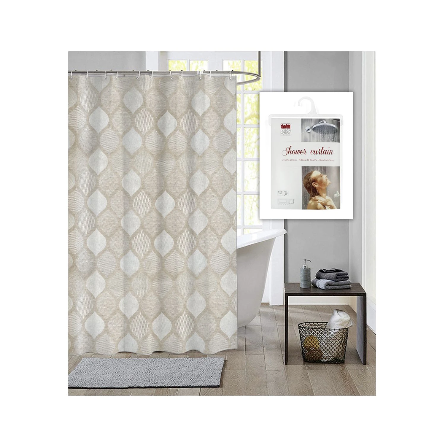 Dutch House Geo Douchegordijn 180 X 200 Cm Bruin 1 Dutch House Geo Douchegordijn 180 X 200 Cm Bruin