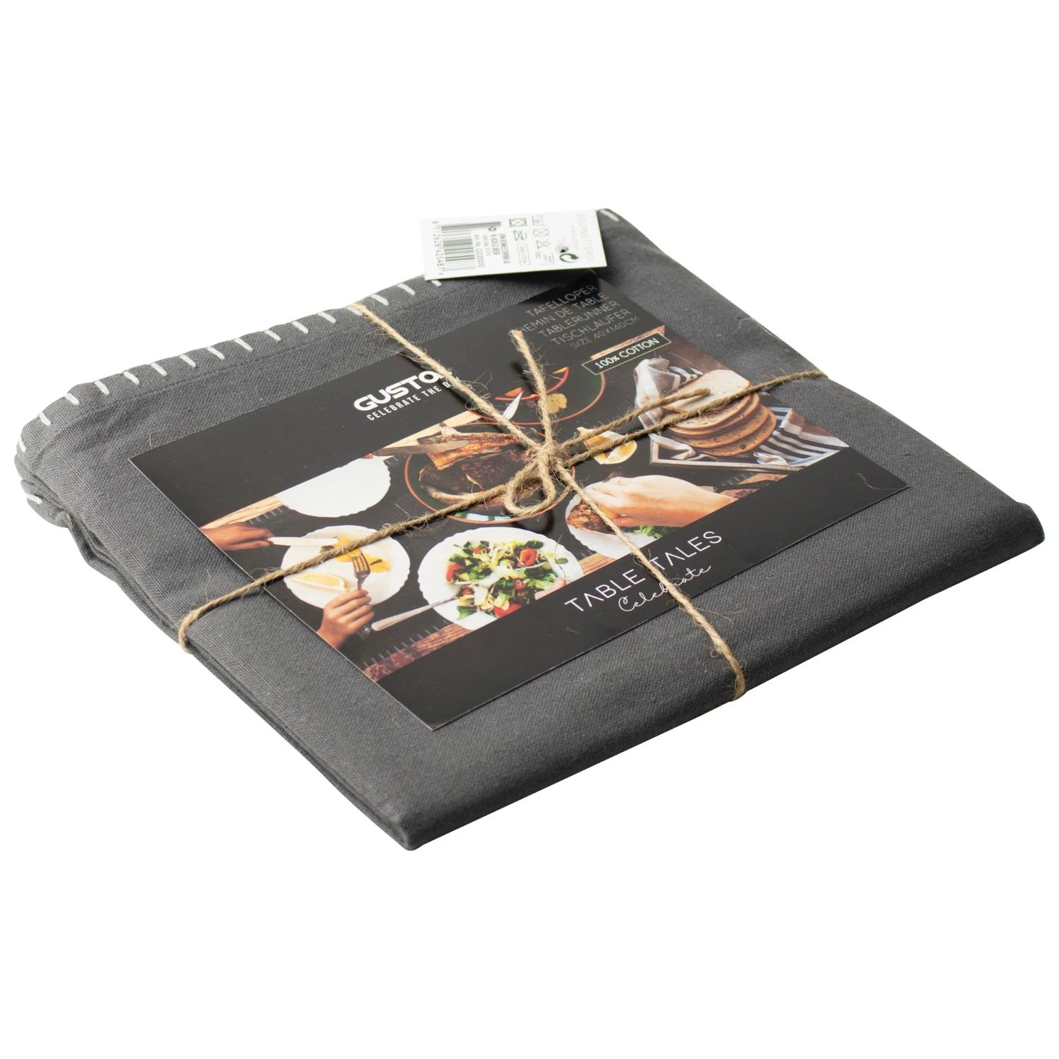 Gusta Tafelloper Katoen Grijs 1 Gusta Tafelloper Katoen Grijs