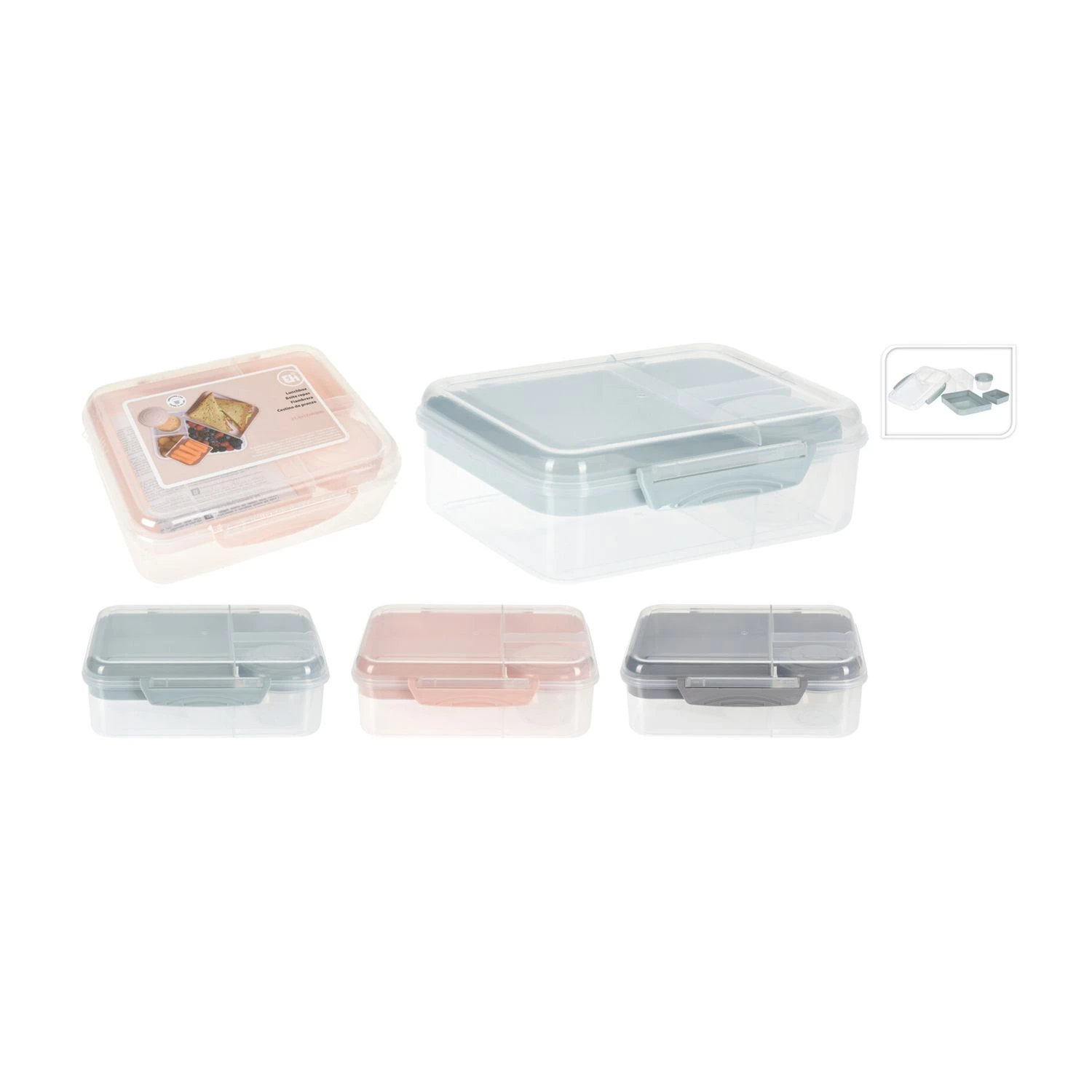Excellent Houseware Lunchbox Met Dressingbeker 3 Assorti 1 Excellent Houseware Lunchbox Met Dressingbeker 3 Assorti