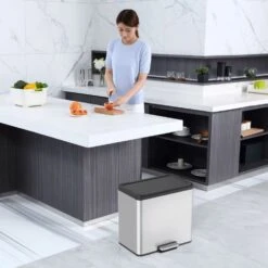 EKO Essential Recycling Pedaalemmer 2 X 15 Liter Mat RVS -Marskramer Verkoop 102 4682 4 1