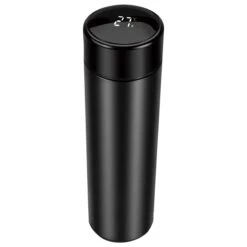 Thermosfles RVS Zwart 450 Ml Met Thermometer En Theefilter