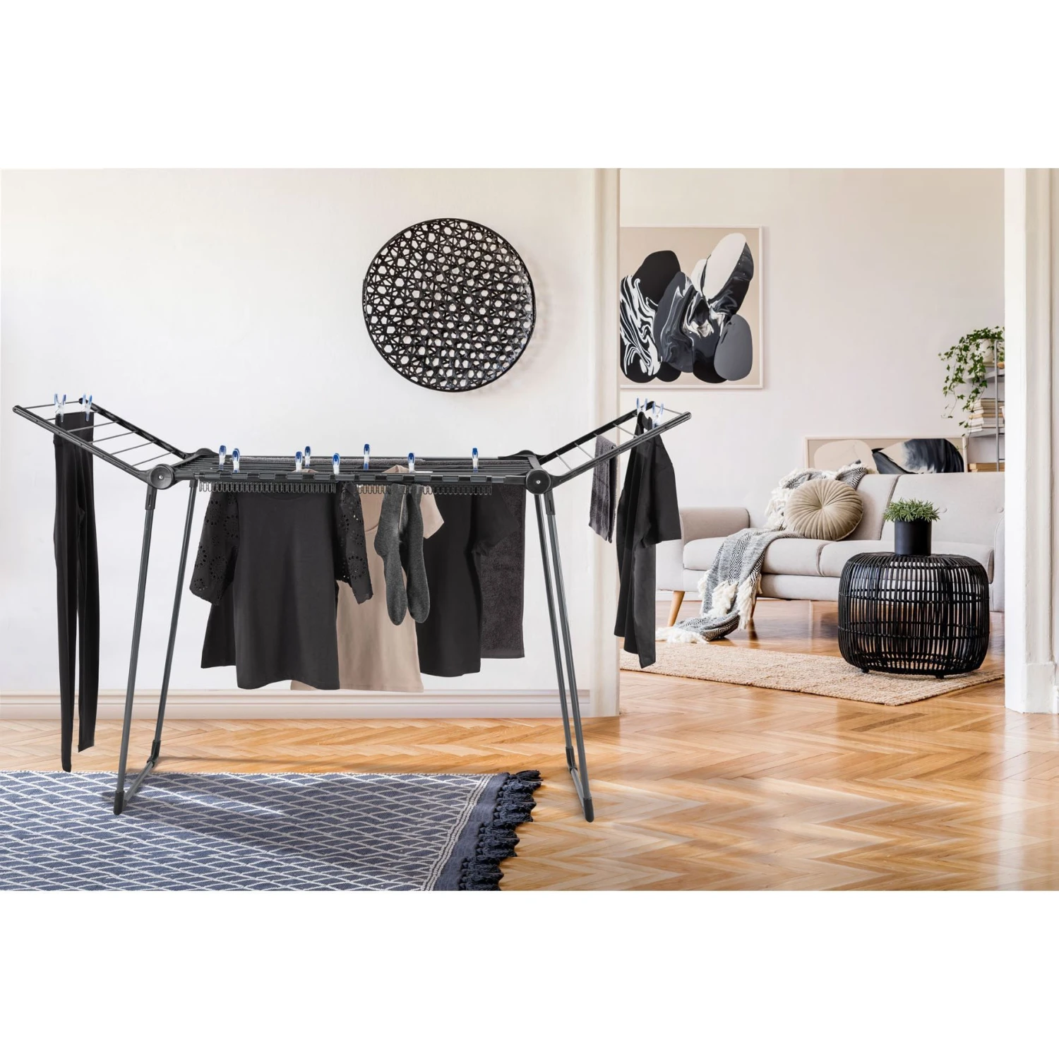 Leifheit Droogrek Pegasus 150 Solid Slim - Zwart 4 Leifheit Droogrek Pegasus 150 Solid Slim - Zwart - Afbeelding 4