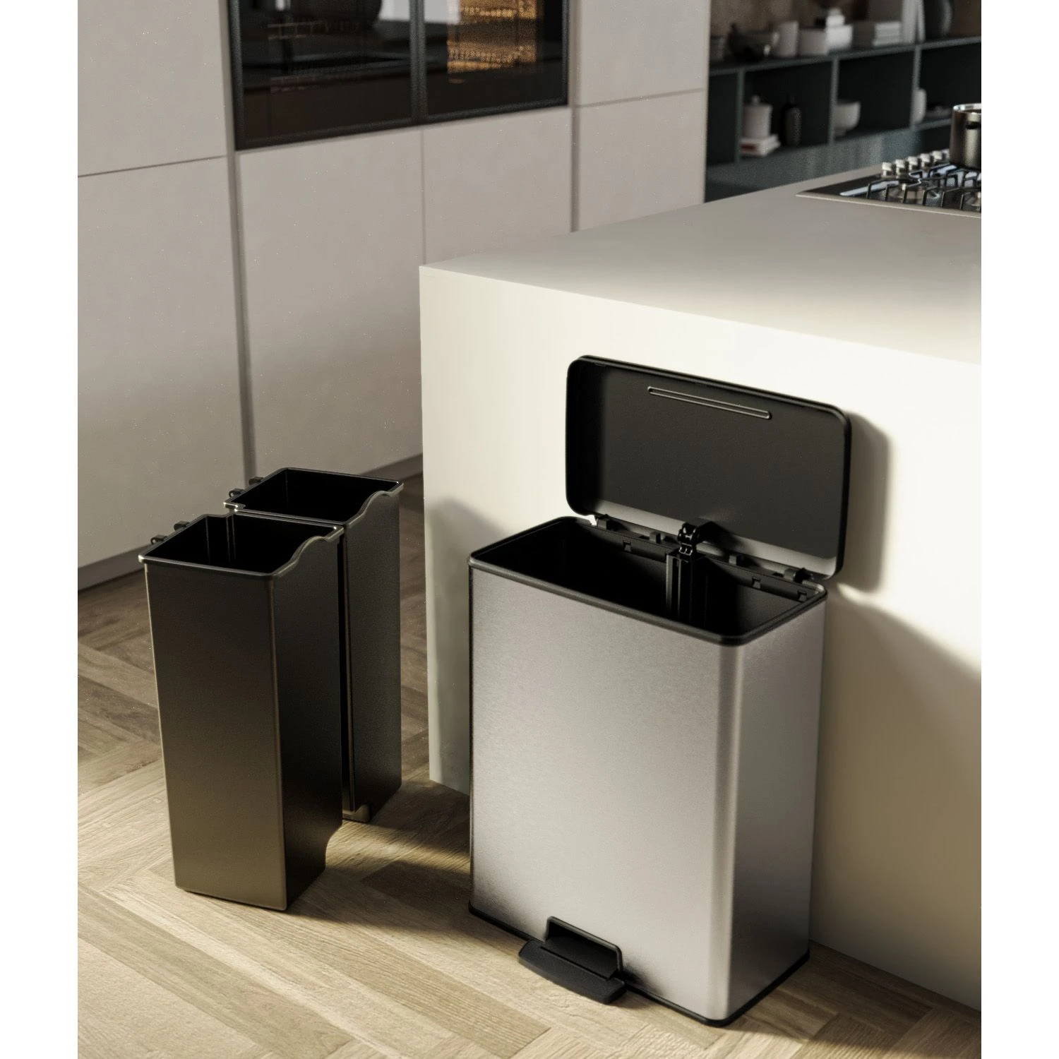 Curver Pedaalemmer Decobin Duo 26L/26L Zilver Metallic 6 Curver Pedaalemmer Decobin Duo 26L/26L Zilver Metallic - Afbeelding 6
