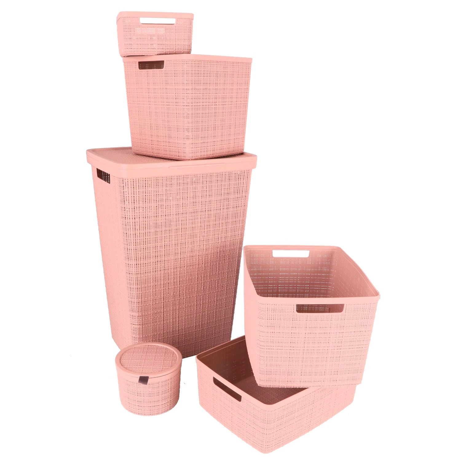 Curver Jute Wasbox Met Deksel 58L Rose Dawn 6 Curver Jute Wasbox Met Deksel 58L Rose Dawn - Afbeelding 6