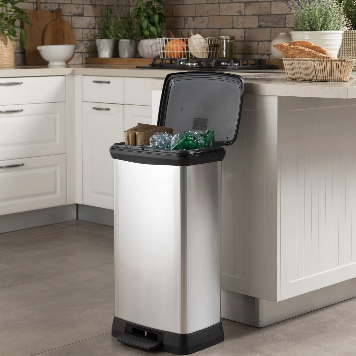 Curver Pedaalemmer Decobin Duo 23L/23L Zilver Metallic 6 Curver Pedaalemmer Decobin Duo 23L/23L Zilver Metallic - Afbeelding 6