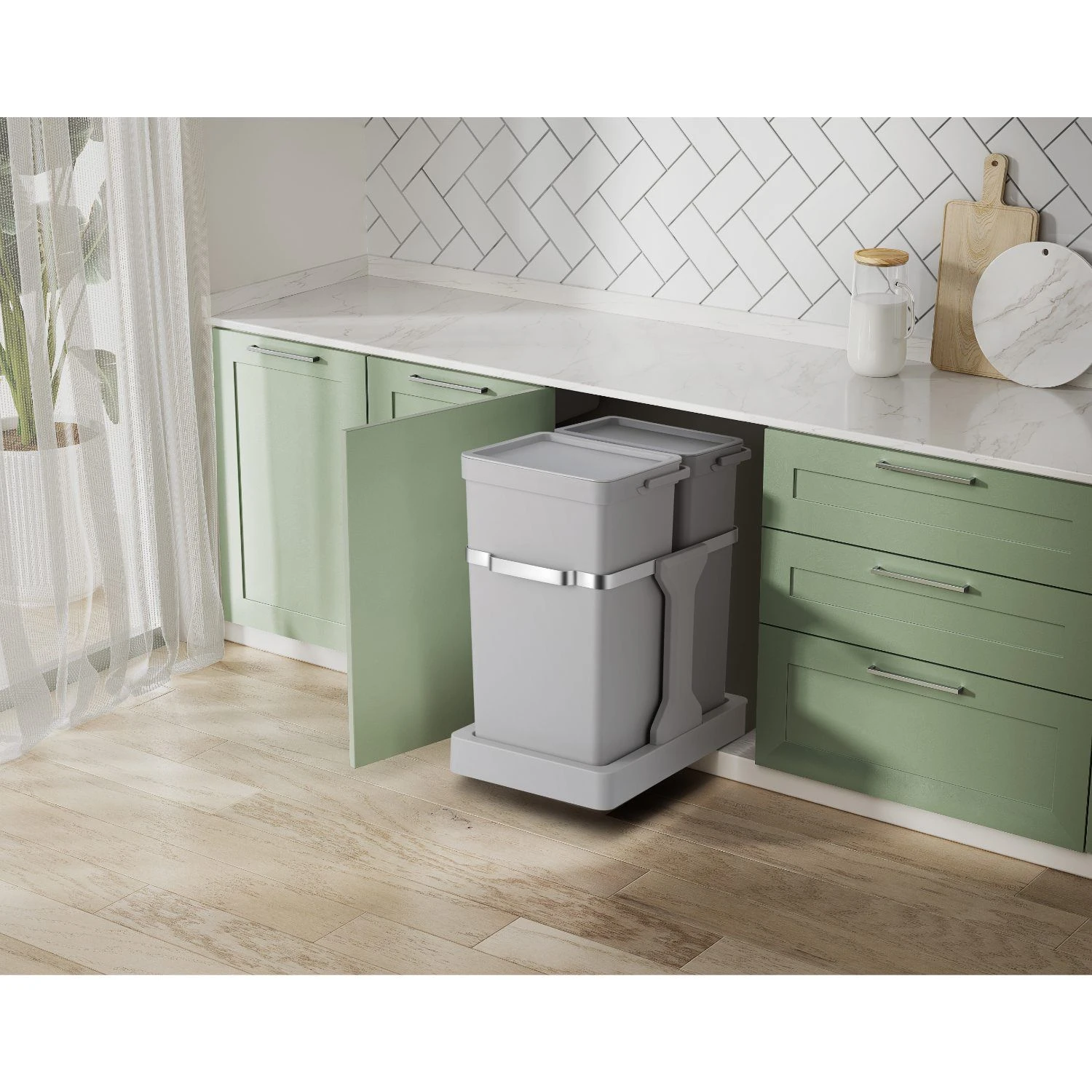 Eko Afvalemmer 15+20l Grijs Deco Duo Inbouw 5 Eko Afvalemmer 15+20l Grijs Deco Duo Inbouw - Afbeelding 5