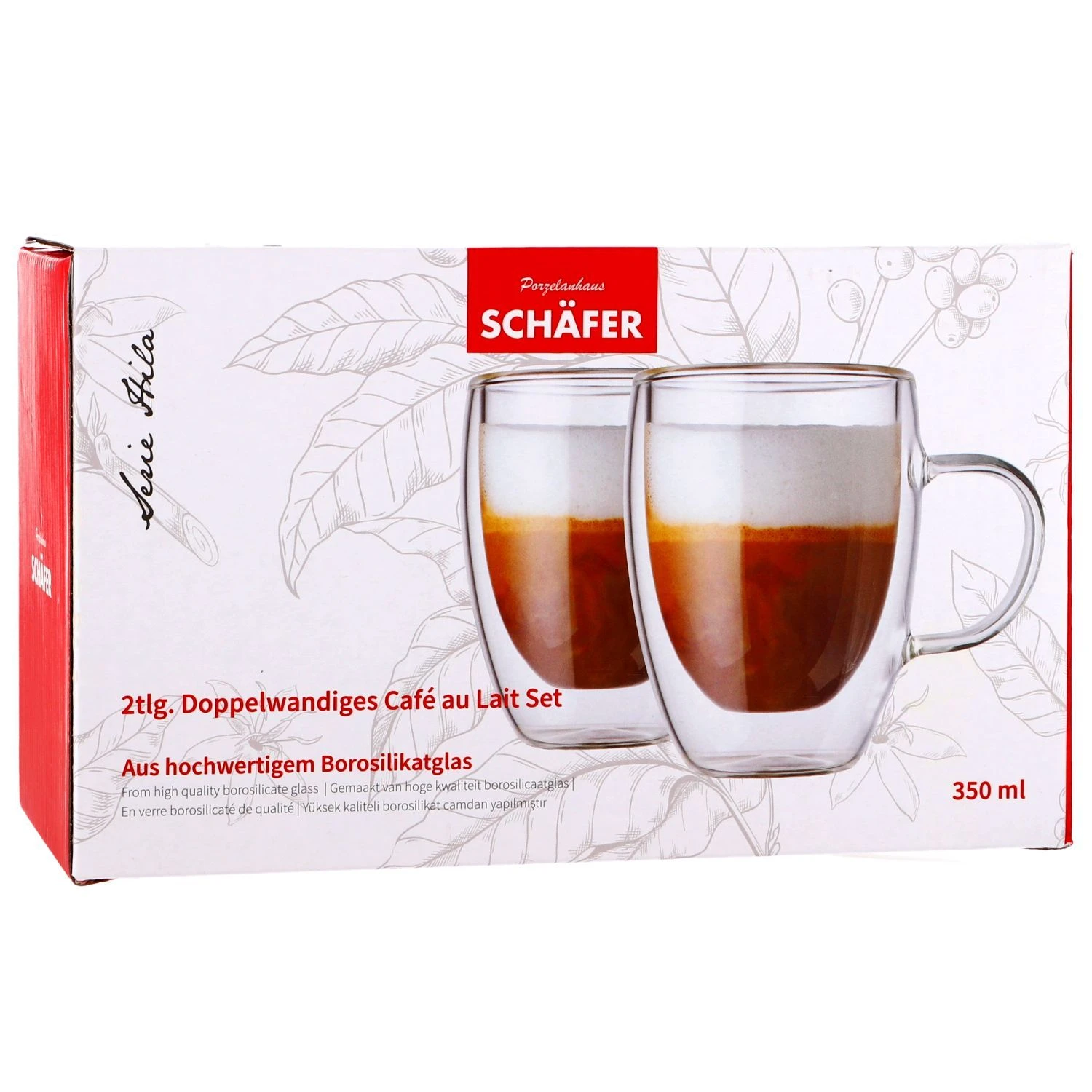 Mok Dubbelwandig 350ml Set Van 2 Met Handgreep 1 Mok Dubbelwandig 350ml Set Van 2 Met Handgreep