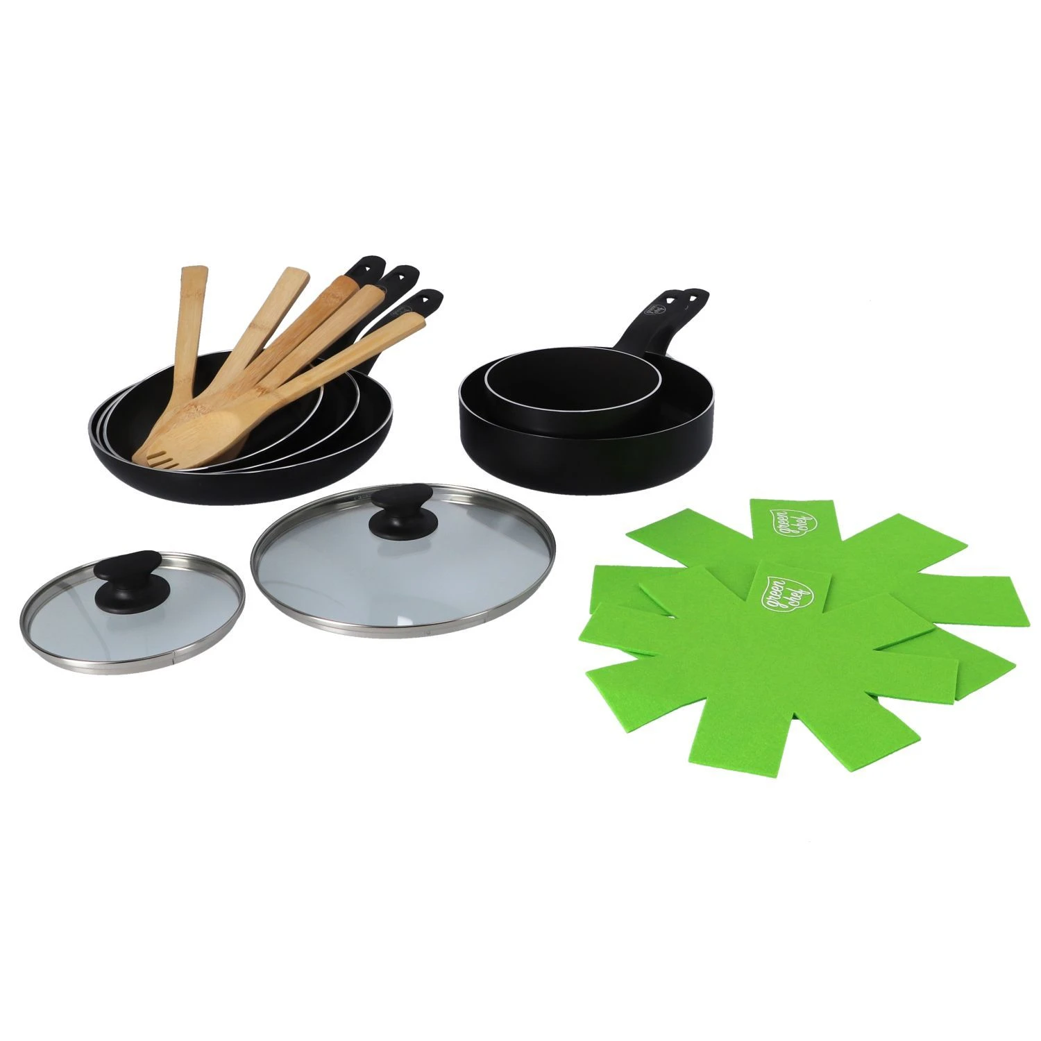 Greenchef Pannenset 14-delig Zwart 8 Greenchef Pannenset 14-delig Zwart - Afbeelding 8