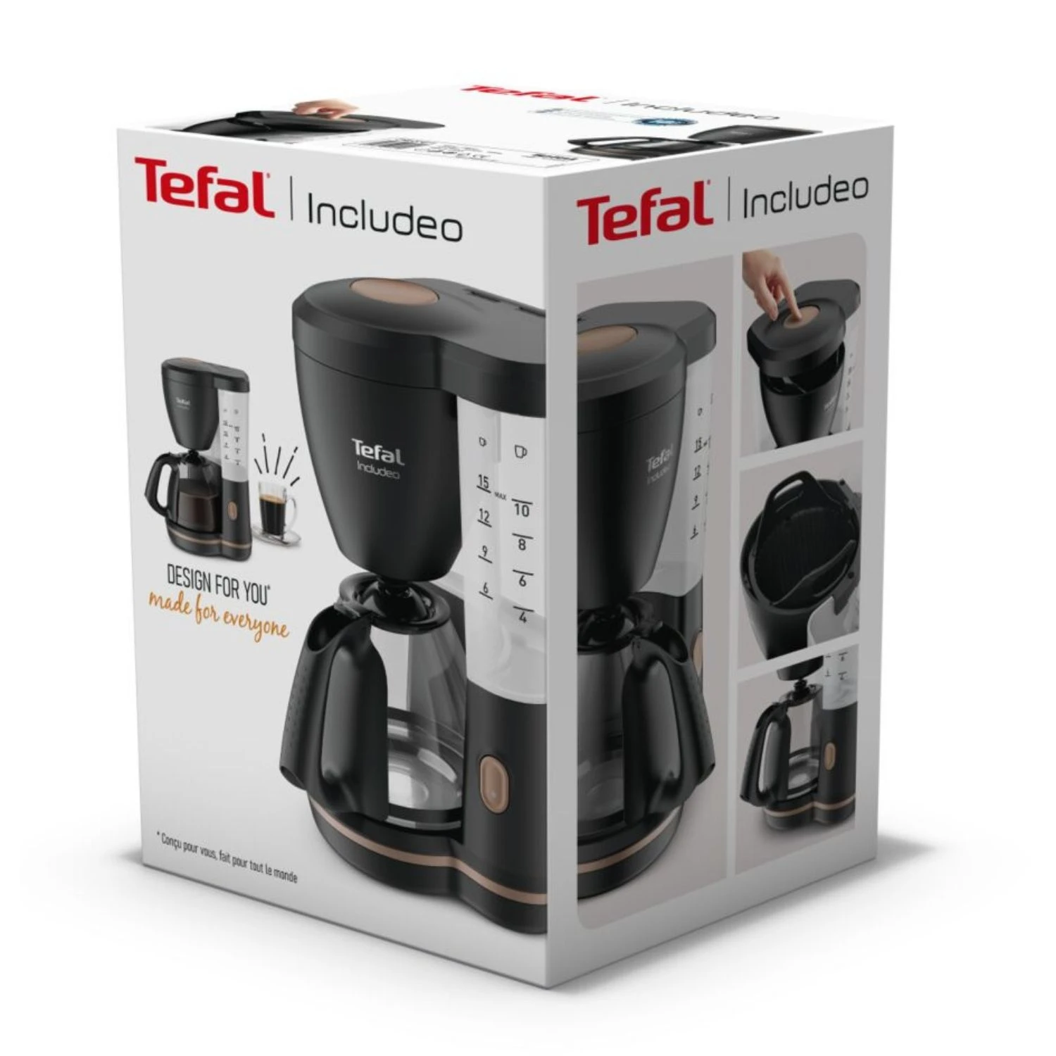 Tefal Includeo Koffiezetter Zwart 2 Tefal Includeo Koffiezetter Zwart - Afbeelding 2