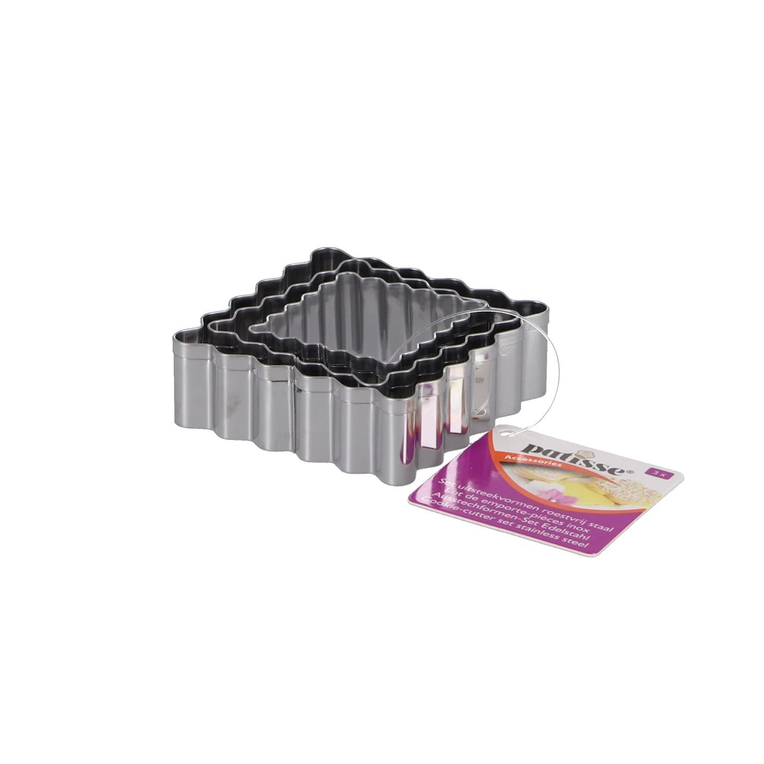 Set Uitsteekvormen Rvs Vierkant 3 Delig 2 Set Uitsteekvormen Rvs Vierkant 3 Delig - Afbeelding 2