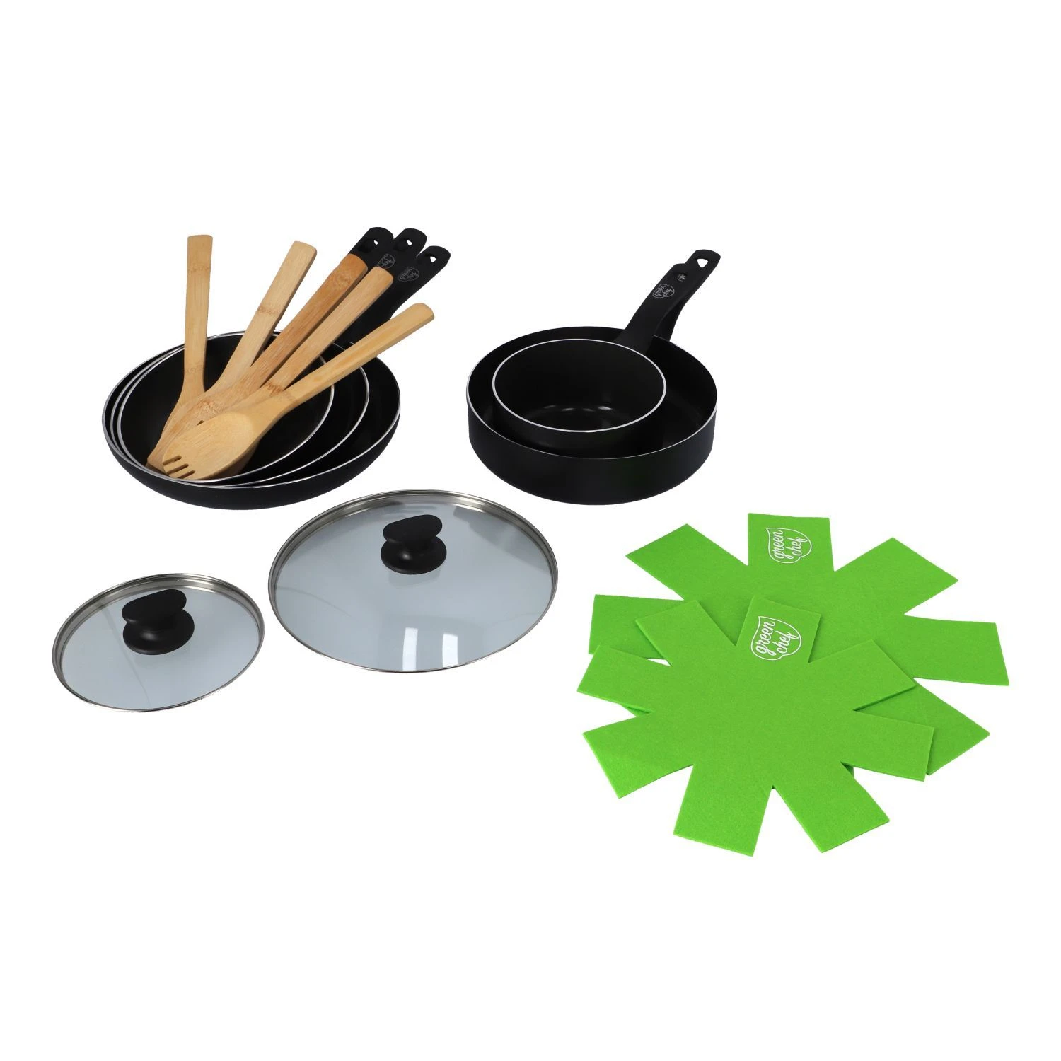 Greenchef Pannenset 14-delig Zwart 9 Greenchef Pannenset 14-delig Zwart - Afbeelding 9