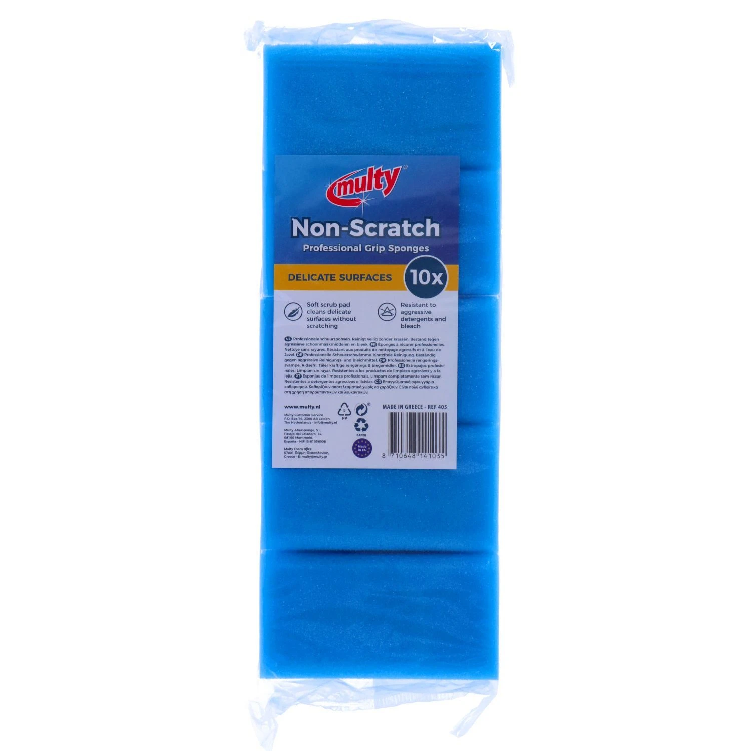 Multy Greepsponsen Blauw/wit 10 Stuks 1 Multy Greepsponsen Blauw/wit 10 Stuks