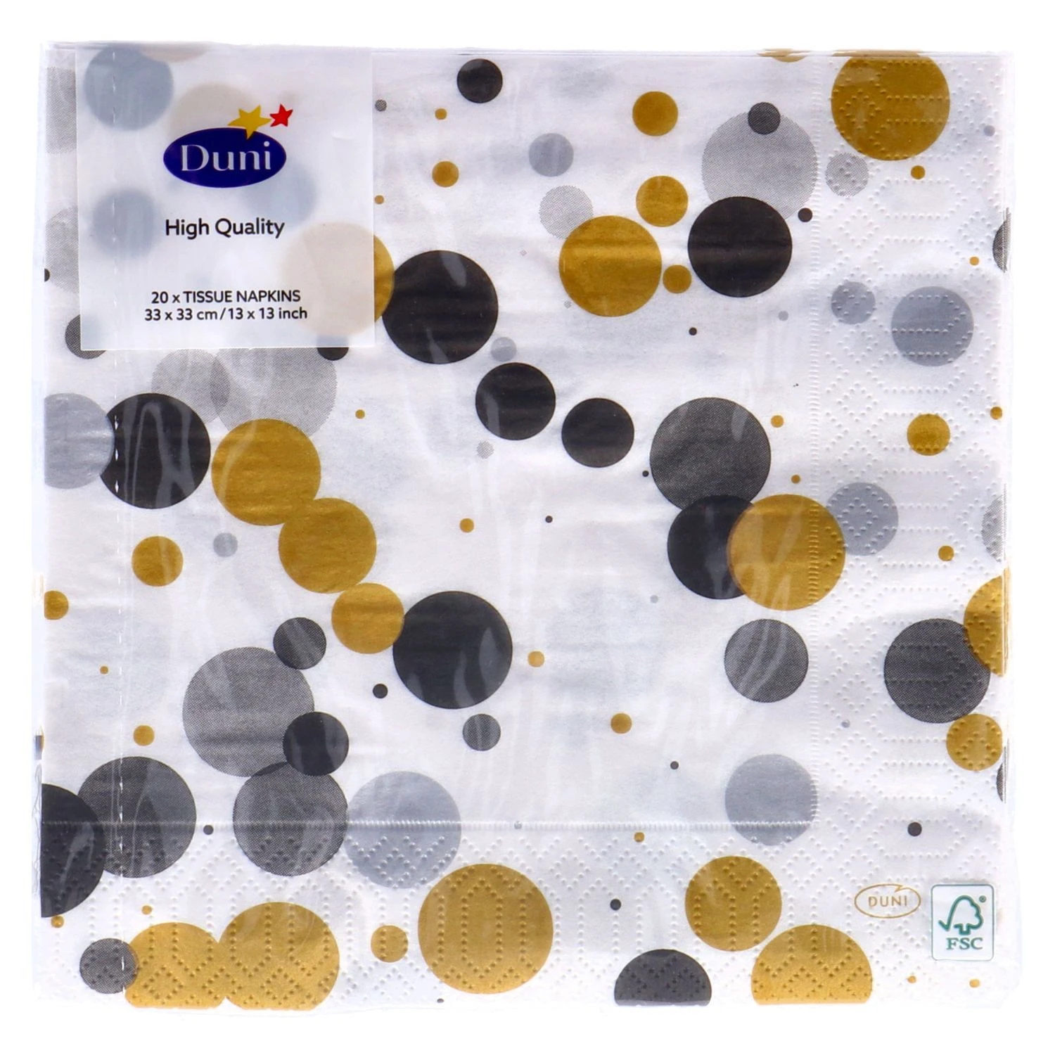 Servetten Festive Bubbles Black 33x33 Cm 1 Servetten Festive Bubbles Black 33x33 Cm