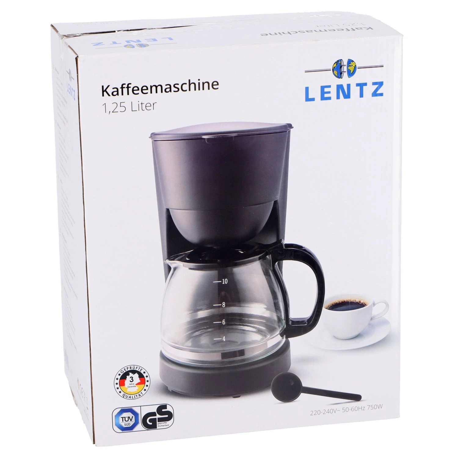 Lentz Koffiezetapparaat 1,25L Zwart 750W 5 Lentz Koffiezetapparaat 1,25L Zwart 750W - Afbeelding 5